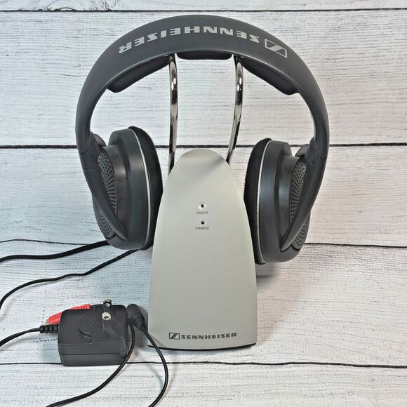 Sennheiser HDR 120 Wireless Rechargeable Headphones Black w/ TR120 Charging Dock - Picture 1 of 6